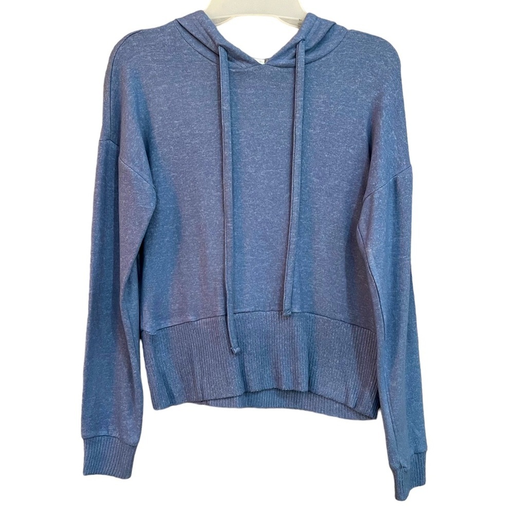 Moondance Womens Lightweight Hooded Cropped Pullover Blue Sweater, size XS, NWOT